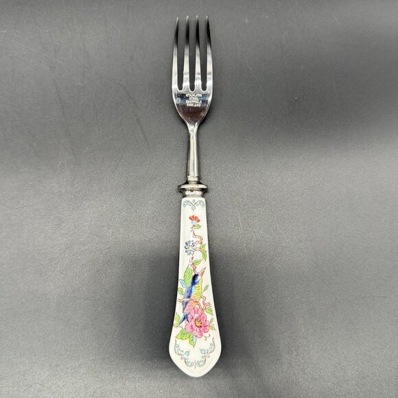 Vintage Aynsley Pembroke Fine Bone China Stainless Steel Steak Forks Bird Floral - Picture 3 of 10